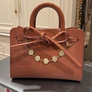 Mansur Gabriel patent leather mini mini sun handbag crossbody bag